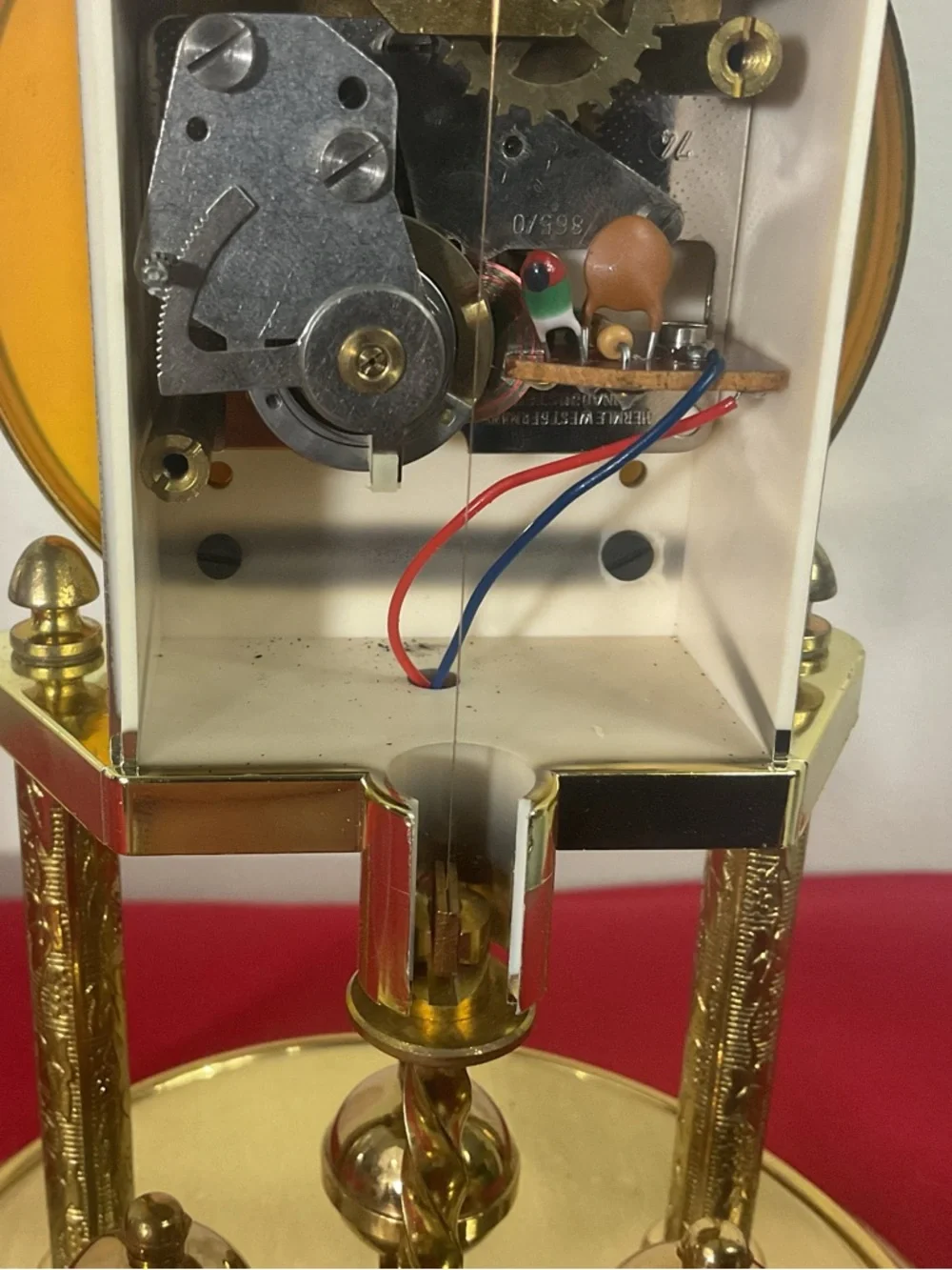 1976 Bulova Anniversary-Style Torsion Clock Plastic Dome – For Parts or Decor
